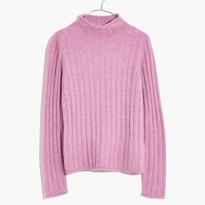 Madewell Evercrest Sweater in coziest Yarn Orchid turtleneck with merino/alpaca
